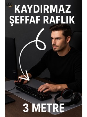 Şeffaf Kaydırmaz Raflık 45X300 cm Dolap Içi, Çekmece ve Buzdolabı Için Koruyucu Eva Pvc Ör