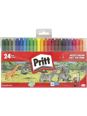 Leaf Shop Keçeli Kalemler, Çocuk Dostu Zararsız Boya, Su Bazlı Renkli Kalem, Silinebilir Boya Kalemi, Dayanıklı Kırtasiye Malzemesi, 24 Renkli Paket