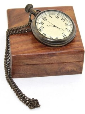 Ahşap Kutulu Pirinç Köstekli Saat Model 1