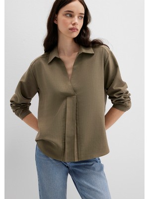 Mavi Haki (TENCEL™) Karışımlı Bluz 1211423-87538