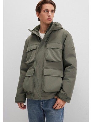 Mavi Kapüşonlu Yeşil Ceket 0110468-85485