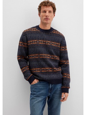 Mavi Yün Karışımlı Lacivert Kazak 0710331-70497