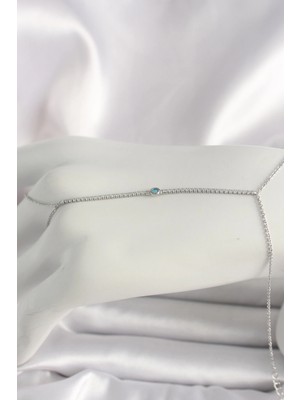 Shopwe Pirinç Gümüş Renk Su Yolu Zirkon Taşlı Mi Taş Detaylı Kadın Şahmeran