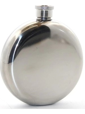 Paslanmaz Çelik Yuvarlak 5 Oz Tekli Matara Çelik Renk