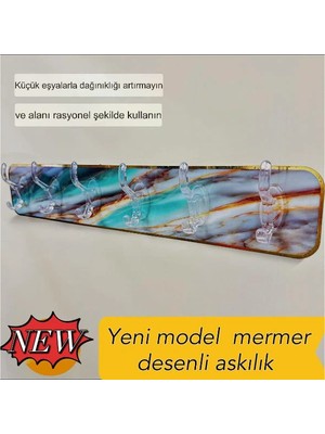 VeraGlobe Buğz Mermer Desenli Yapışkanlı Askılık