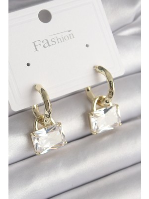 Shopwe Pirinç Gold Renk Sallantı Zirkon Taşlı Çanta Model Kadın Küpe