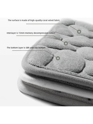 VeraGlobe Buğz Memory Kaydırmaz Banyo Paspası Gri