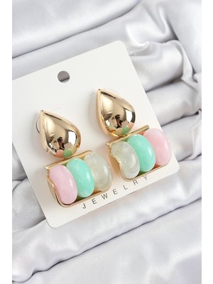 Shopwe Pirinç Karışık Renk Vintage Model Kadın Küpe