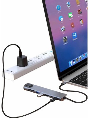 8 Port Çoklayıcı Macbook ile Uyumlu Çoğaltıcı Type-C Dönüştürücü Tf Sd Kart