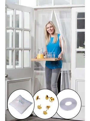 Mıknatıslı Manyetik Kapı Sinekliği Sineklik Tülü Perde (60CM x 210CM 2 Adet Tül)