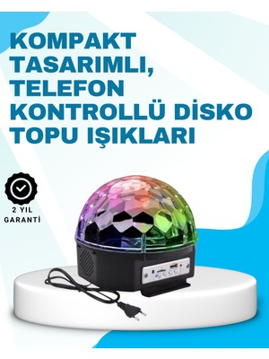 Bluetooth Bağlantılı Renkli Masaüstü Disko Topu Işık Gösterisi