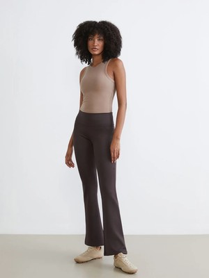 LC Waikiki Koor Sport Kahverengi Beli Lastikli Ispanyol Paça Kadın Spor Tayt