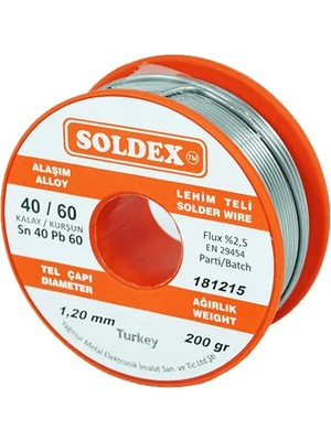 40-60 Lehim Teli 200 gr 1.6 Mm- Sn:40 / Pb:60