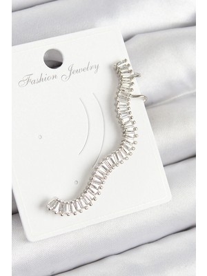 Shopwe Pirinç Su Yolu Model Gümüş Renk Sağ Kıkırdak Küpe