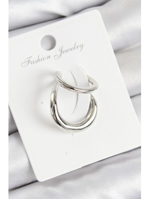 Shopwe Pirinç Halka Model Gümüş Renk Sağ Kıkırdak Küpe