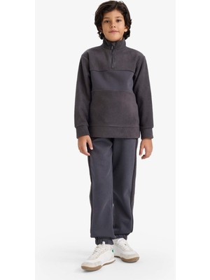 DeFacto Polar 2'li Takım Yarım Fermuarlı Sweatshirt Eşofman Altı Erkek Çocuk G4965A825WN