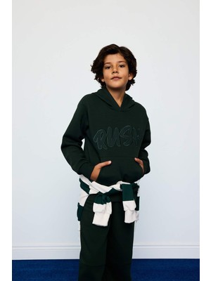 DeFacto Oversize Geniş Kalıp Kapüşonlu Baskılı İçi Yumuşak Tüylü Sweatshirt Erkek Çocuk G4382A825WN