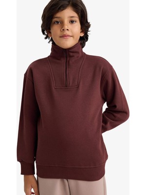 DeFacto Yarım Fermuarlı İçi Yumuşak Tüylü Sweatshirt Erkek Çocuk G5547A825CW