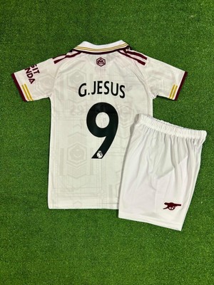 BySportakus Arsenal 2025/26 Yeni Sezon Gabriel Jesus Deplasman Çocuk Forması (Beyaz)