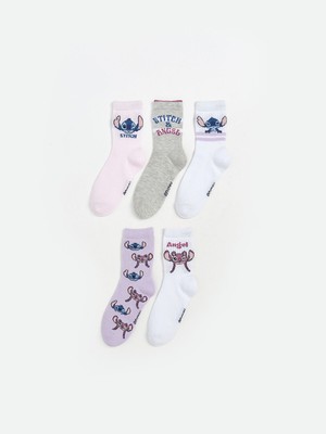 Lc Waikiki Yeni Sezon Stitch Desenli Kız Çocuk Soket Çorap 5'li