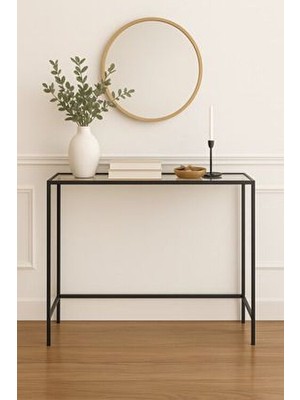 Dekopratik Metal Dresuar Siyah Renkli Şeffaf Camlı Modern Tasarım 100x30x78 cm