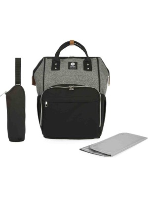 Brandbaby Su Geçirmez Siyah-Gri Anne Bebek Bakım Çantası Ayarlanabilir Saplı 40 cm Yükseklik