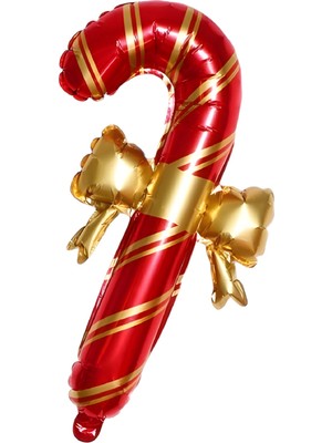 Bkmc Party Kurdeleli Baston Folyo Balon Yılbaşı Balon Süsü  65-37 cm