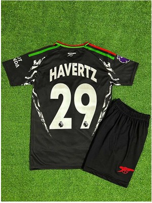 BySportakus Arsenal 2024/25 Yeni Sezon Kia Havertz Deplasman Çocuk Forması 2'li Set (Black)