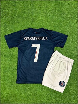 BySportakus Psg 2024/25 Yeni Sezon Kvaratskhelia Iç Saha Çocuk Forması (Lacivert)