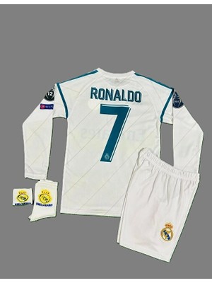 BySportakus Cristiano Ronaldo 2018 Kiev R,e,a,l, M,a,d,r,i,d, Uzun Kollu Çocuk Forması 4'lü Set
