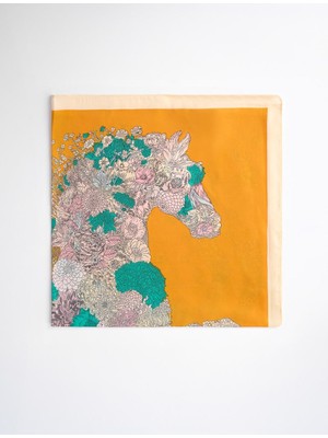 Jimmy Key Turuncu At Figürlü Çiçek Detaylı Eşarp