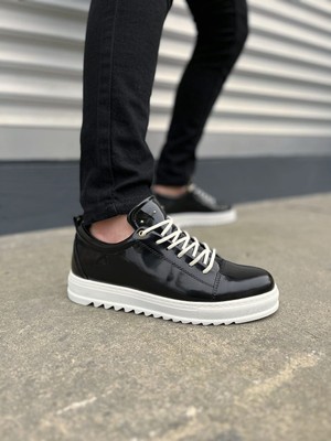 Baybonza JY152 Cool Bağcıklı Rugan Erkek Günlük Spor Klasik Ayakkabı Rbt - Siyah