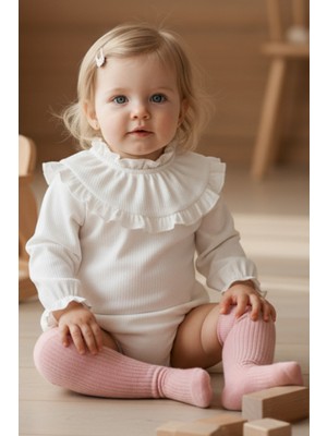 Kız Çocuk Fiyonk Detaylı Diz Altı Çorap / Pembe AR-0090.2