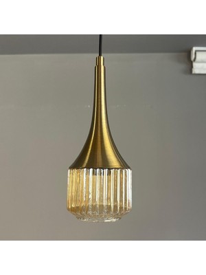 Bamyum Jerno Cam Bal Rengi Tekli Avize Eskitme Külah Başlık Retro Sarkıt Lamba Salon Aydınlatma