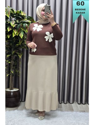 Elmas Tesettür Kadın Giyim Büyük Beden Piliseli Etek