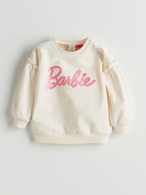 Lc Waikiki Yeni Sezon Bisiklet Yaka Barbie Baskılı Kız Bebek Sweatshirt