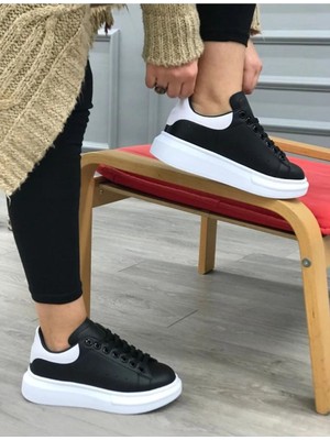 Liarca Kadın Erkek Unisex Bağcıklı Deri Yüksek Tabanlı Spor Ayakkabı Sneaker Konforlu Tasarım ve Dayanıklı Malzeme