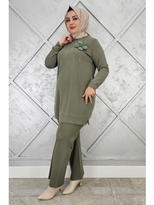 Pys Giyim Kadın Dikme ve Taş Detaylı Tesettür Takım