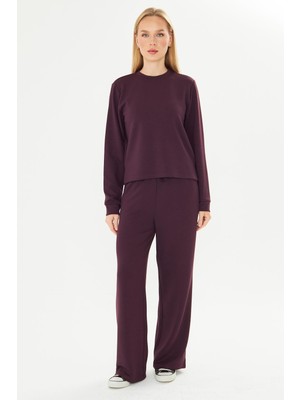 Trendhill Kadın Modal Kumaş Rahat Kalıp Eşofman Takımı Bordo 8509-BO