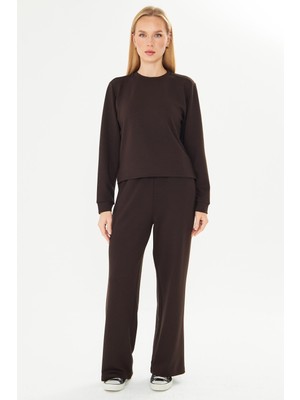 Trendhill Kadın Modal Kumaş Rahat Kalıp Eşofman Takımı Kahve 8509-K