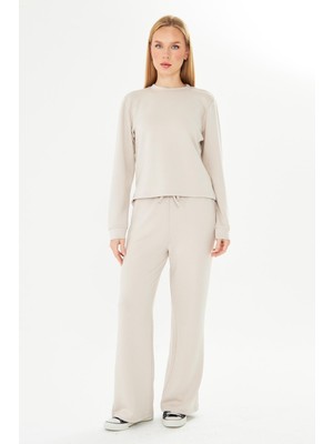 Trendhill Kadın Modal Kumaş Rahat Kalıp Eşofman Takımı Taş 8509-T