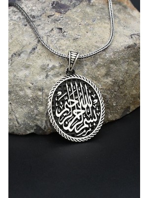 Prestige Gümüş Bismillahirrahmanirrahim - Besmele Yazılı 925 Ayar Gümüş Kolye Zincir 902385