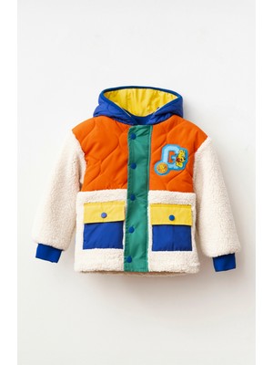 Haribo Çocuk Polar Mont Turuncu P415 Kız Çocuklar İçin Fermuarlı Kapüşonlu Casual Stil