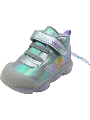 Vicco 946-B25K-445 Unisex Bebe Işıklı Bot Gri Renk ve Düz Topuk ile Kullanıma Uygun