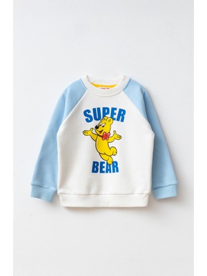 Haribo Erkek Çocuk Baskılı Sweatshirt Mavi SW301