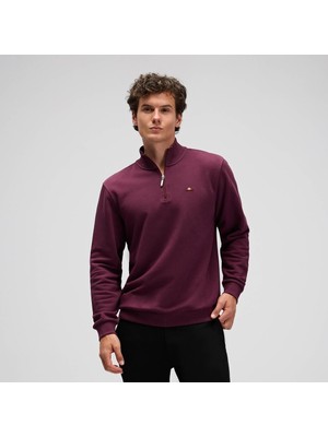Ellesse EF580-BRD Yarım Fermuarlı Erkek Sweatshirt - Bordo