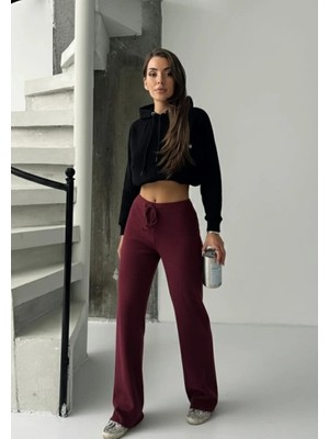 OEY Fashions Fit Comfort Bej Salaş Pantolon Bordo A6011
