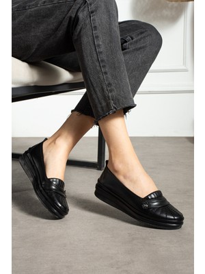 Kaof Shoes Kadın Siyah Klasik Ayakkabı Ortopedik Anne Ayakkabısı Anne Babet Ayakkabı Kadın Günlük Ayakkabı