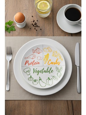 Grandora Seramik 27CM Oval Diyet Tabağı Modern Desenli Porsiyon Kontrol Servis Tabağı