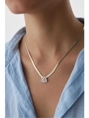 Yavuz Kuyumculuk 14 Ayar Altın Baget Taşlı Kolye